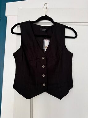 Workshop linen blend crop vest